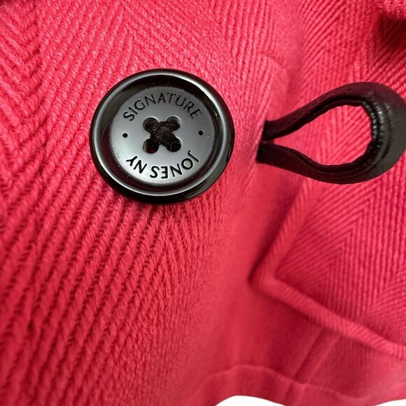 JONES New York Toggle Coat Plus Size 1X Pink Womens Jacket Wool Blend Preppy - Picture 8 of 12